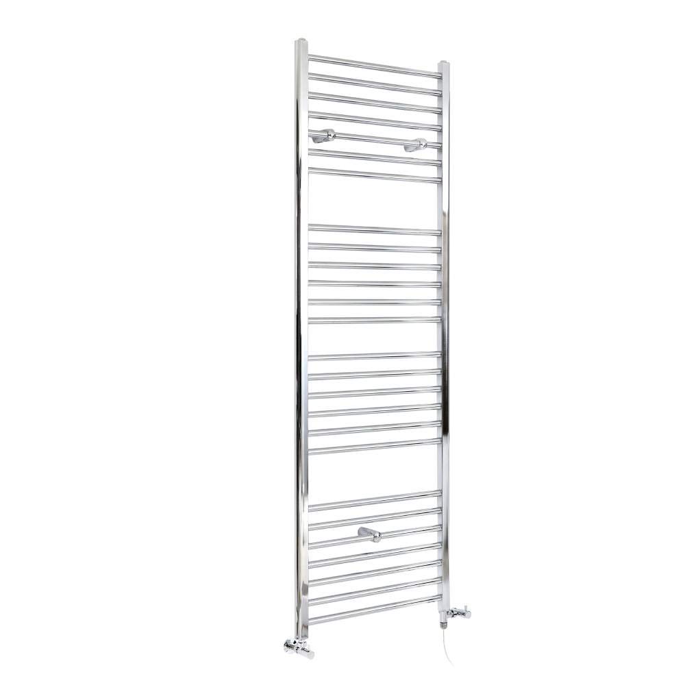 Milano Kent Chrome Dual Fuel Straight Heated Towel Rail - 1800Mm X 400Mm