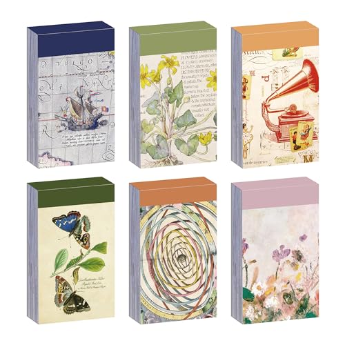 Image of 6 Sets 300 Pcs Washi Stickers Set Vintage Aesthetic Sticker Book for Journaling Decorative Scrapbook Floral Paper Sticker Kit for Scrapbooking, Bullet Journal, Art Craft Gifts, Notebook Making