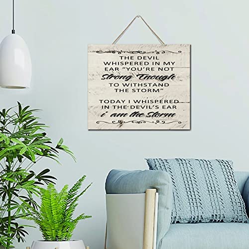 Plaque en bois I Am The Storm décoration murale bureau 25x30 cm