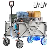 Litheli Electric Wagon Cart with 2 Battery, All-Terrain Wheels & Variable Speed | 200L Capacity, 300 lbs Heavy-Duty Utility Wagon for Camping Beach Garden Shopping