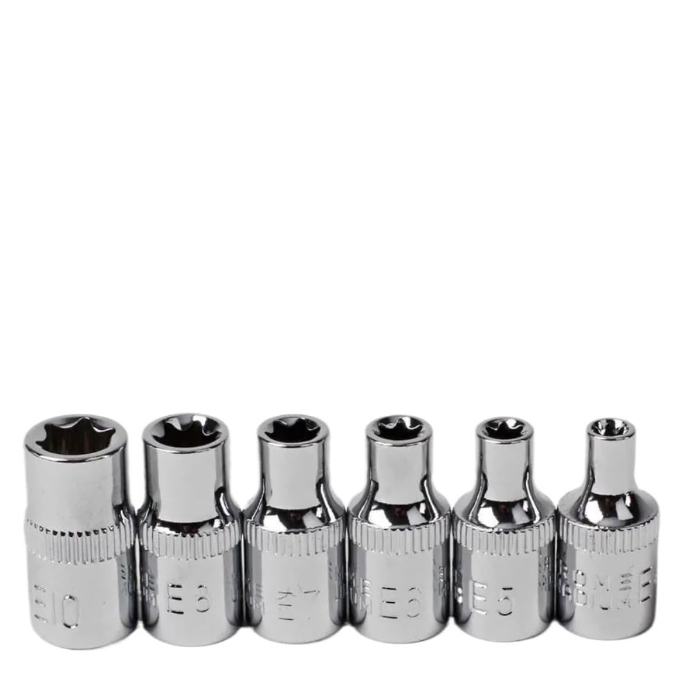 Zestaw nasadek Torx, kluczy nasadowych Torx Star 1/4" 3/8" 1/2" Napęd E-type Star Zestaw nasadek Torx E4-E24 Końcówki do kluczy nasadowych Narzędzie ręczne do naprawy (różowe)