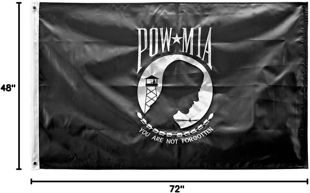 POW MIA POWMIA 4X6 4'X6' EMBROIDERED 2 double sided Flag USA SHIPPER House Banner Double Stitched Fade Resistant Premium Quality