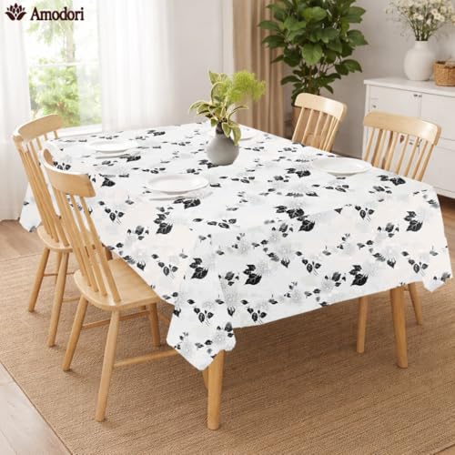 Image of Waterproof Dining Table Cover | PVC Table Protector | Dustproof Spill Proof Cover for Home & Kitchen (floral-20, 54x78 inches (4 Seater))