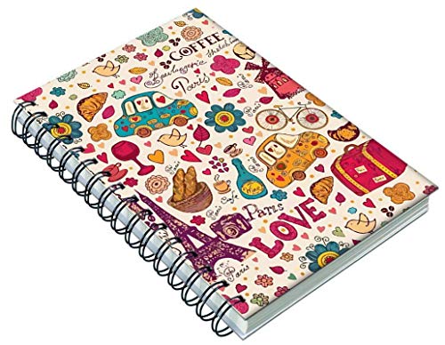 AccuPrints Hard bound A5 (6 by 9 inch) wiro Notebook Diary Ruled 200 pages with 12 habit development pages for personal and office use. Theme – Love