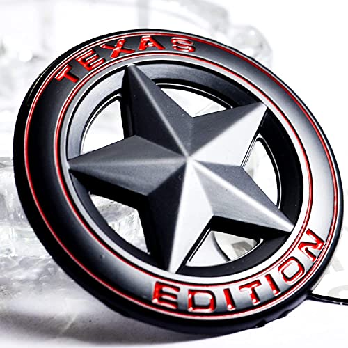 Image of Emblems for Car & Bike Metal Lo.go and Grill Me.tal Lo.go, Auto Accessories for Car Emblem 3D Badge Auto Racing Sport Sticker Grand Tourer Decal. (Texas Edition Black RED Sticker.)