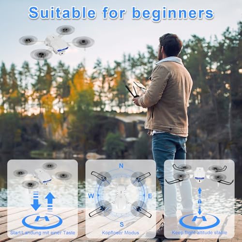 Drohne mit Kamera 1080P HD für Kinder, WiFi FPV Drone für Anfänger, RC Quadcopter mit 2 Akku, Schwerkraft Sensor, 3D Flip Mode, Ein-Tasten-Start/Landung, Höhenhaltemodus, Headless Mode – Bild 5