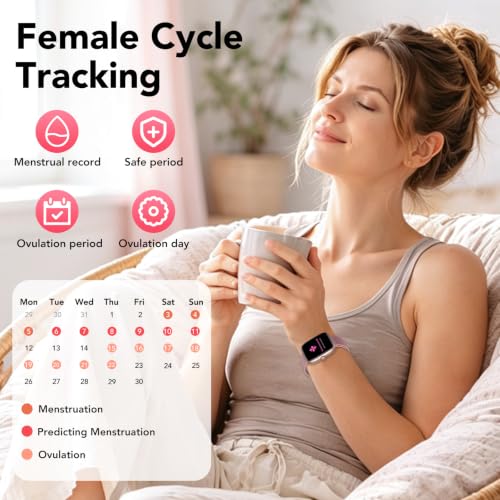 CASCHO Smartwatch Damen mit 2 Armbänder, 1.83" HD Smart Watch mit Bluetooth-Anruf, IP68 Fitnessuhr Damen mit SpO2, Pulsmesser… – Ansicht 4