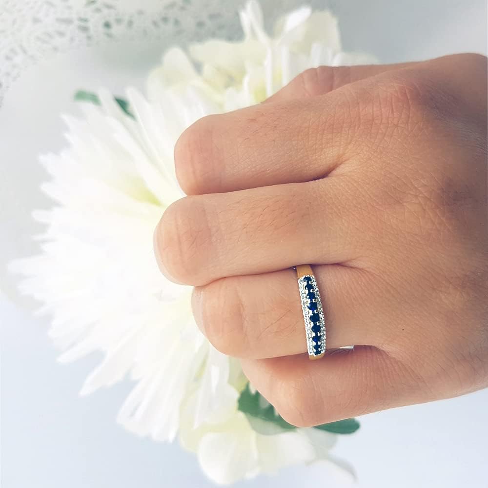 Dazzlingrock Collection Round Gemstone and Round White Diamond Womens Stackable Wedding Band, 10K Solid Yellow Gold