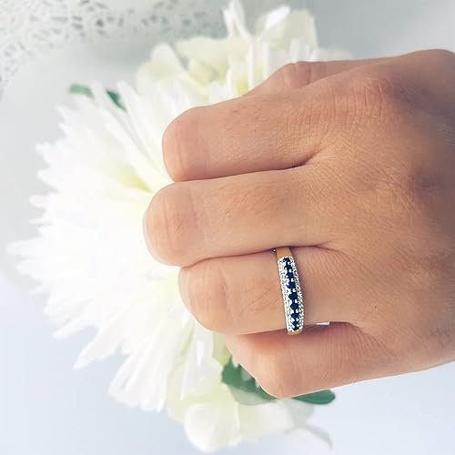 Miniatura 4 de Dazzlingrock Collection Anillo de boda apilable con piedras preciosas redondas y diamantes blancos redondos Oro amarillo de 10 quilates