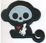 rockabilly baby clothes Dimensiones: 80 x 80 mm Baby Calavera Mono Corazón Death Metal Niños Baby Rockabilly – Parche para planchar