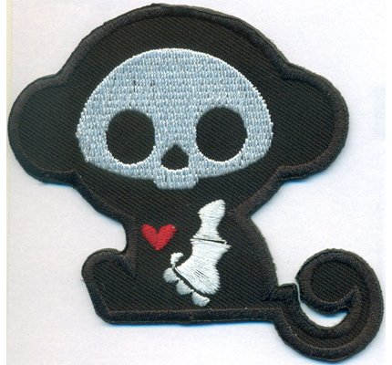 Baby Skullhead Monkey Heart Death Metal Kids Baby Rockabilly Biker iron on patch Badge
