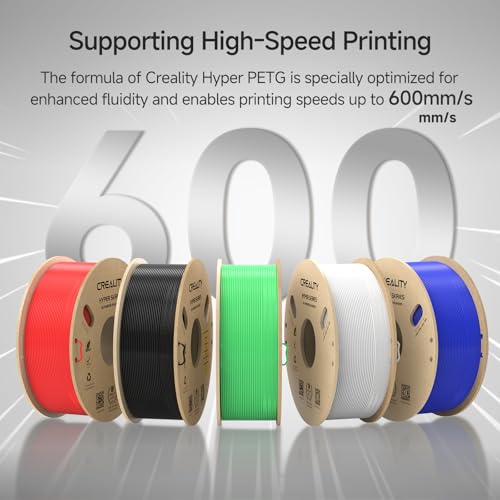 Image of CREALITY Hyper PETG 1.75mm 3D Printer Filament, Up to 600mm /s High Speed Rapid PETG, 1kg (2.2lb) Neatly Wound Cardboard Spool, Dimensional Accuracy ±0.03mm, Fit for Most 3D Printers, Transparent