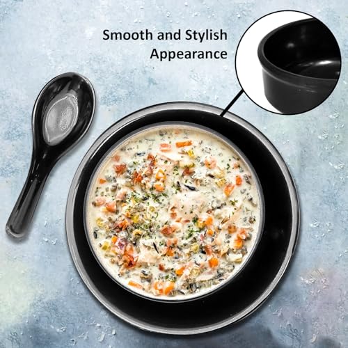 Image of Ariya Melamine French Soup Bowl Set Black Aura Collection Set of 24