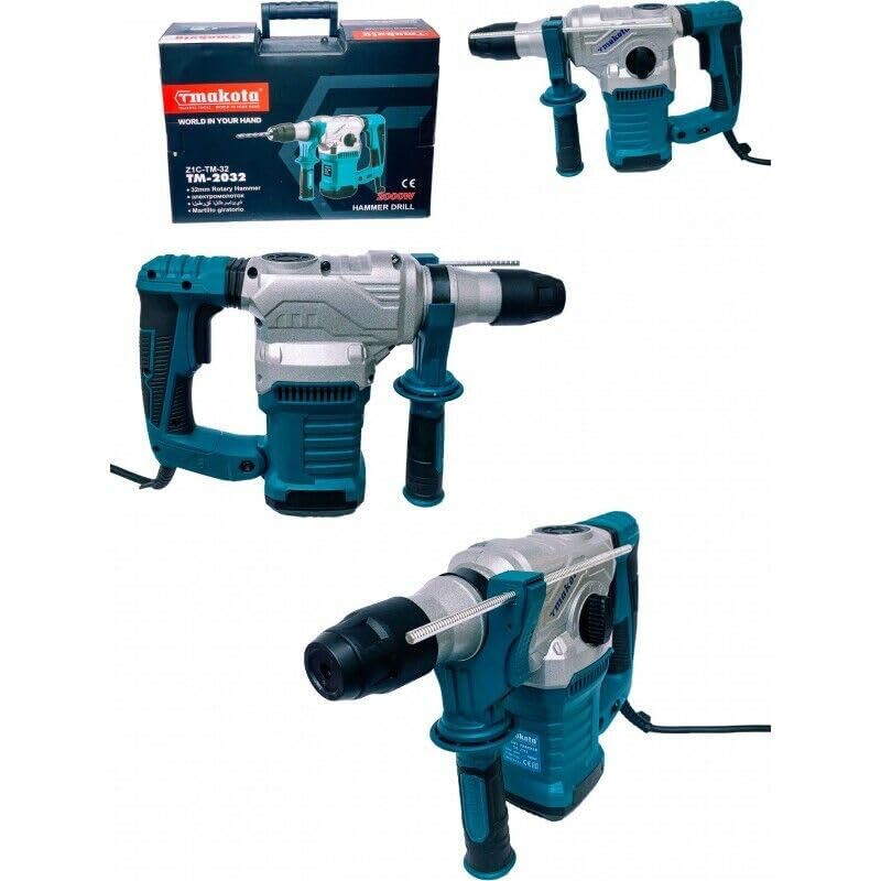 TRAPANO SCALPELLATORE MARTELLO DEMOLITORE 2000W 32MM TASSELLATORE 8 ACCESSORI