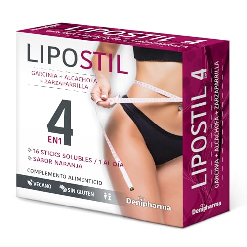 Lipostil - 16 sticks - Indicado para Abdomen, Caderas. Piernas, Espalda y Brazos - 4 en 1 - Resultados en 16 días - 1 sobre al día