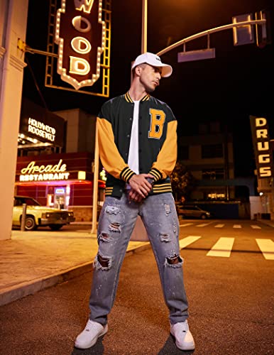 Coofandy Baseball Jackets Men Letterman Jacket Men With Hood Vintage Varsity College Jacket #TOP2