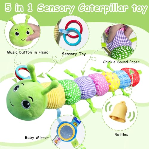 Baby Toys 0-6 6-12 Months Musical Sensory Animal Stuffed Caterpillar Soft Plush Toys with Crinkle and Rattles Newborn Tummy Time Toys for 0 1 2 3 4 5 6 7 8+ Months Infant Baby Gifts for Girls Boys - Image 3