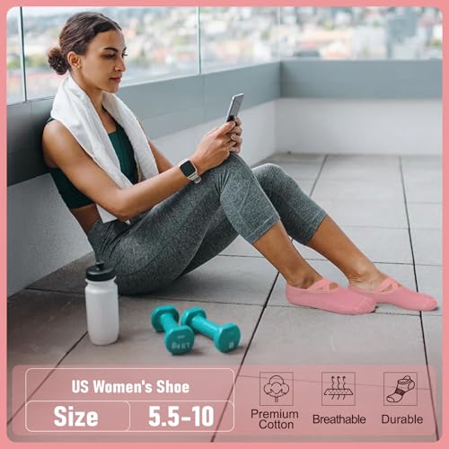Image of yeuG Pilates Socks for Women Non Slip Grip Socks for Yoga, Barre, Hospital, Barefoot Grippy Yoga Sock Womens Gifts 4 Pairs