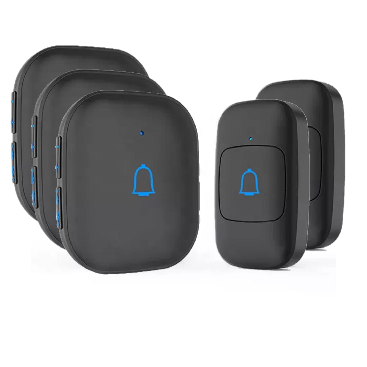 wireless doorbell, waterproof door bell chime kit alarm for home at upto 1000 feet range operating with 56 melodies, led flash, 7 levels adjustable volume (black 2 transmitters & 3 receivers)