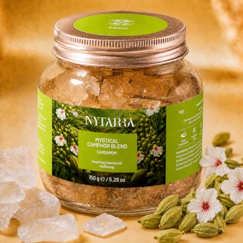 Image of Nytarra Mystical Camphor Blend Cardamom 150g | Pure Natural Camphor Made with Herbs & Spices | Kapoor for Pooja, Meditation, Yoga, Diffuser & Home Rituals | Clean & Refreshing Fragrance