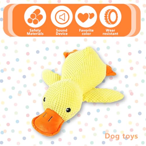 Jouet Anti-Stress Ente pour Chien - Peluche Indestructible pour Petits et Grands Chiens, Doudou Chien avec Design Sécurisé (Jaune) – Image 5