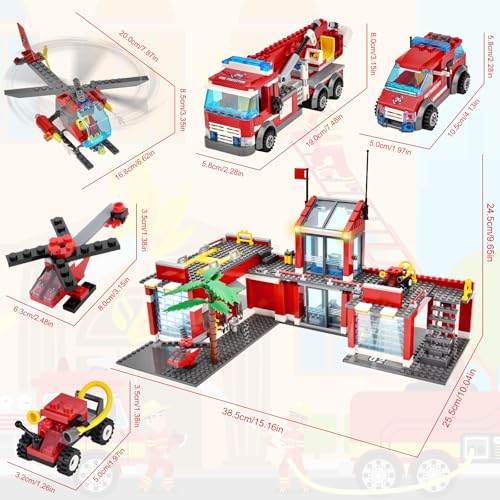 YOOHBERRYS City Feuerwehrstation Klemmbausteine, 827+ Teile Set für Kinder – Ansicht 6