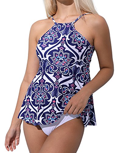 UTTU TRIANGLE High Neck Backless Tankini Swimsuit,Printed Strap Cheeky Two Piece Bathing Suit for Women(Printing-S) UTTU TRIANGLE High Neck Backless Tankini Swimsuit,Printed Strap Cheeky Two Piece Bathing Suit for Women(Printing-S)