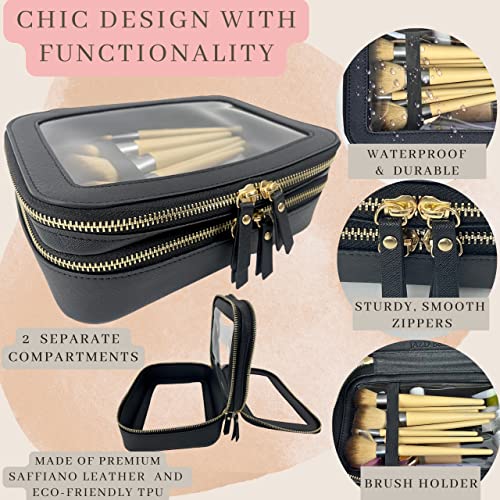 Jazd Clear Makeup Bag Organizer, Make Up Bag Cosmetic Bag, Toiletry Bag For Women Makeup Case, Travel Makeup Bag Small Pouch, Clear Cosmetic Train Case Bag Organizer Makeup Bag For Purse Bags (Black) #TOP1