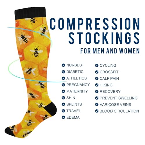Image of Wusikd Heartbeat Symbol Compression Socks for Women and Men Circulation Black Long Socks for Athletic Running 1