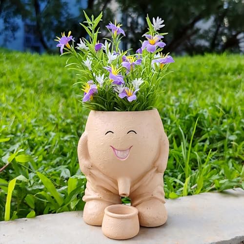 CRENGYBL Funny Smiley Face Planter Whimsical Flower Pot with Drainage Spout Cute Succulent Planter for Indoor and OutdoorMothers Day Unique Gift for Plant Lovers