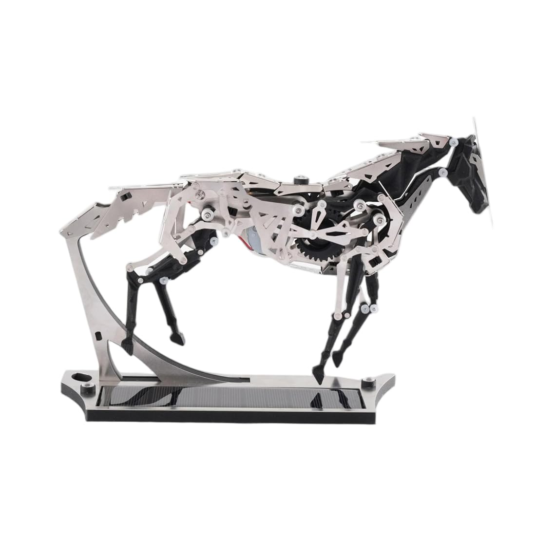 Puzzle 3D in metallo per adulti, a energia solare, 165 pezzi | Cavallo in movimento con azionamento meccanico, struttura del cambio con ingranaggi e aste aperti, senza incollaggio