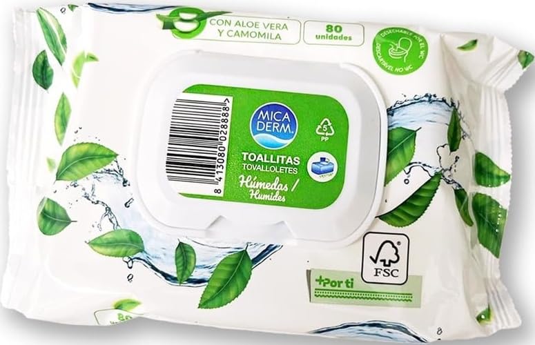 Marca Blanca - Micaderm Papel Higiénico Húmedo, 80 toallitas