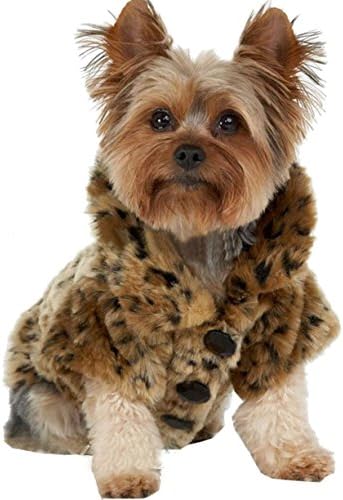 Leopard Print Faux Fur Dog Coat Pet Warm Sweater for Small Dogs Puppy Chihuahua (M)