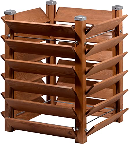 dobar® 56235FSCe Hochbeet & Komposter 3 in 1 - Multifunktions-Pflanzkasten | Vertikalbeet | Kompostierer Massivholz 180L | Kräuterbeet | Salatbeet | Erhöhtes Gemüsebeet | 64,5 x 64,5 x 75,5 cm | Braun