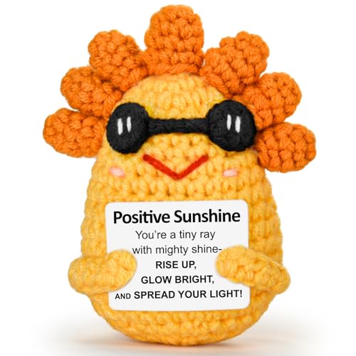 Positive Crochet Animals Sunshine Duck - Emotional Support Crochet Gifts for Women Men Birthday Christmas Friends Coworkers Teachers Self Care Desk Home Fall Decor Relaxation Encouragement G