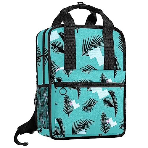 Sac à dos garçons feuilles tropicales bleu : fini le mal de dos avec bretelles