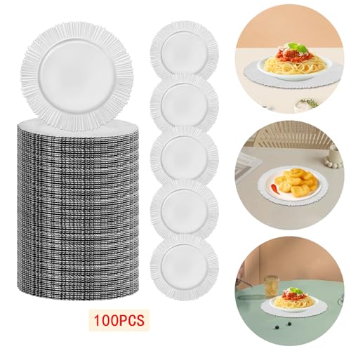 100 Platos Cargadores Plateados 13" Bordes Ondulados miniatura 7