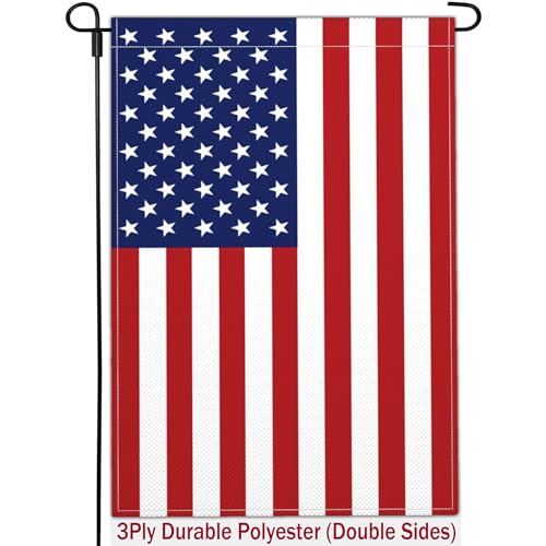Kmxzint - USA garden flag small american patriotic garden flags for outside 12x18 double sided polyester 3 ply 4th of july flag