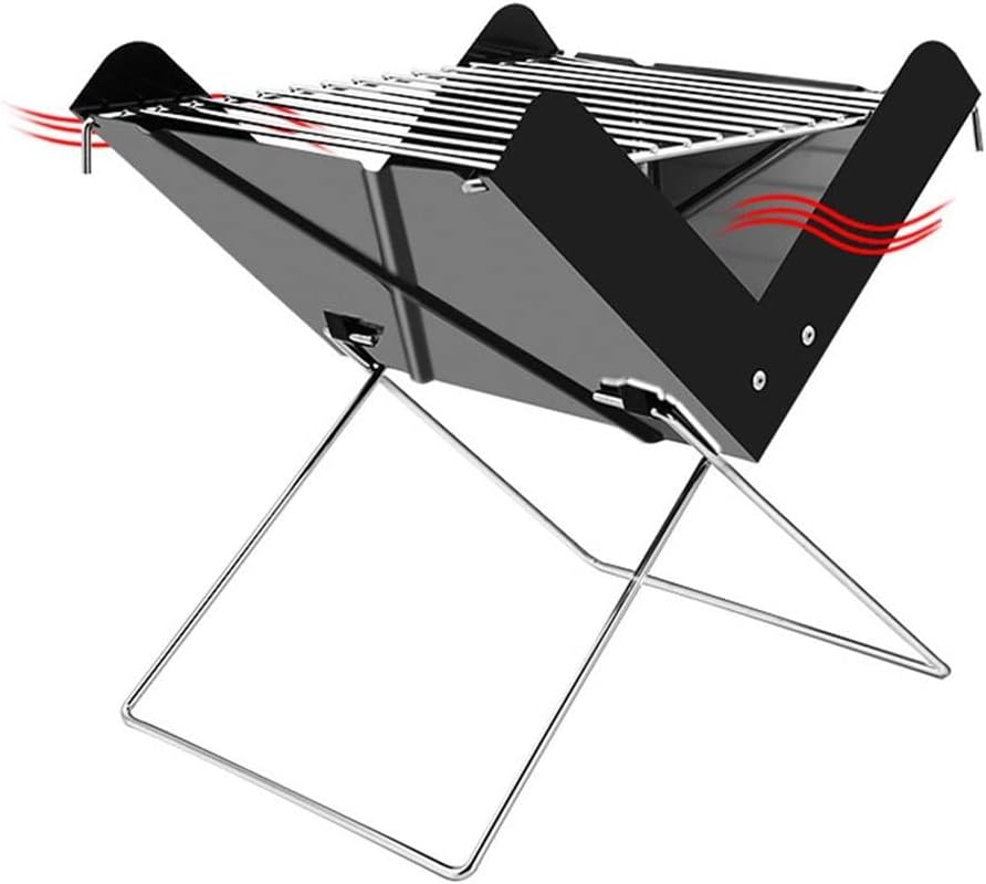 Stainless Steel Grill X-shaped Foldable Bbq Stove Portable Barbecue Oven Outdoor Camping Picnic Charcoal Carbon Baking