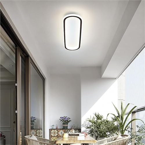 Plafonnier LED moderne 40cm ovale allongé noir et blanc