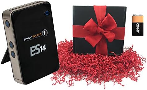 Ernest Sports ES14 (Charcoal) Golf Launch Monitor Ultimate Gift Box | Bundle Includes Extra 9V Battery, Protective Sleeve, Black Gift Box & Red Bow