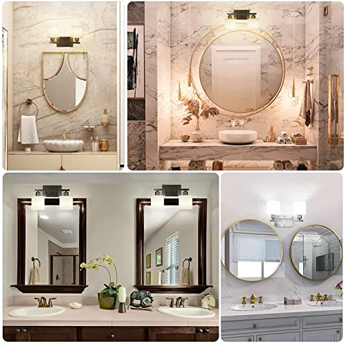 Bathroom Vanity Light Fixture Over Mirror With Brushed Nickel,Dekang Modern 2-Light Wall Sconces Lighting For Bedroom,Living Room,Hallway,Decor White Glass Shades,E26 Standard Base,Bulbs Not Included #TOP5