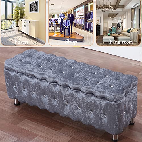Banc de rangement ottoman de luxe en velours noir moderne