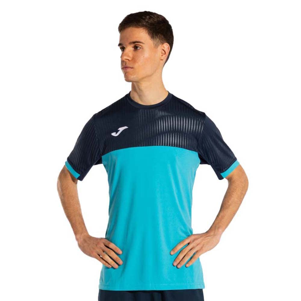 Joma Men's Montreal T-Shirt, Navy Fluorescent Turquoise, XXS