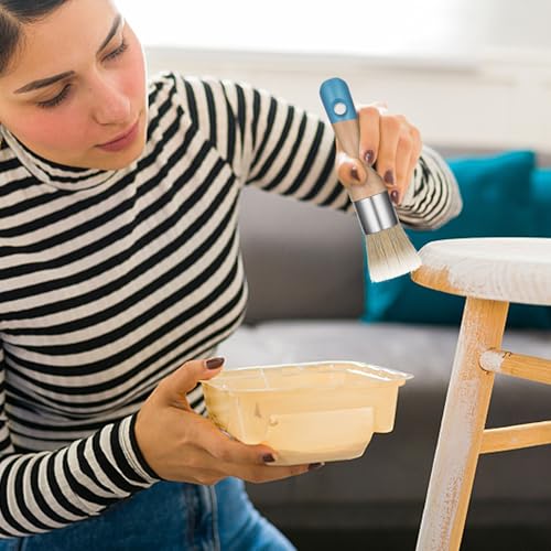 2 Stück Schablonenpinsel Kreidepinsel,Runder Wachspinsel für Möbel,Naturborsten,Schablonenpinsel Malerpinsel Set Kompatibel zum Malen Oder Wachsen,Heimdekoration DIY-Kunsthandwerk