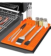 HOMEXMTD Silicone Grilling Accessories Mat, Larger Silicone Grill Spatula Tools Mats with Drip Pa...