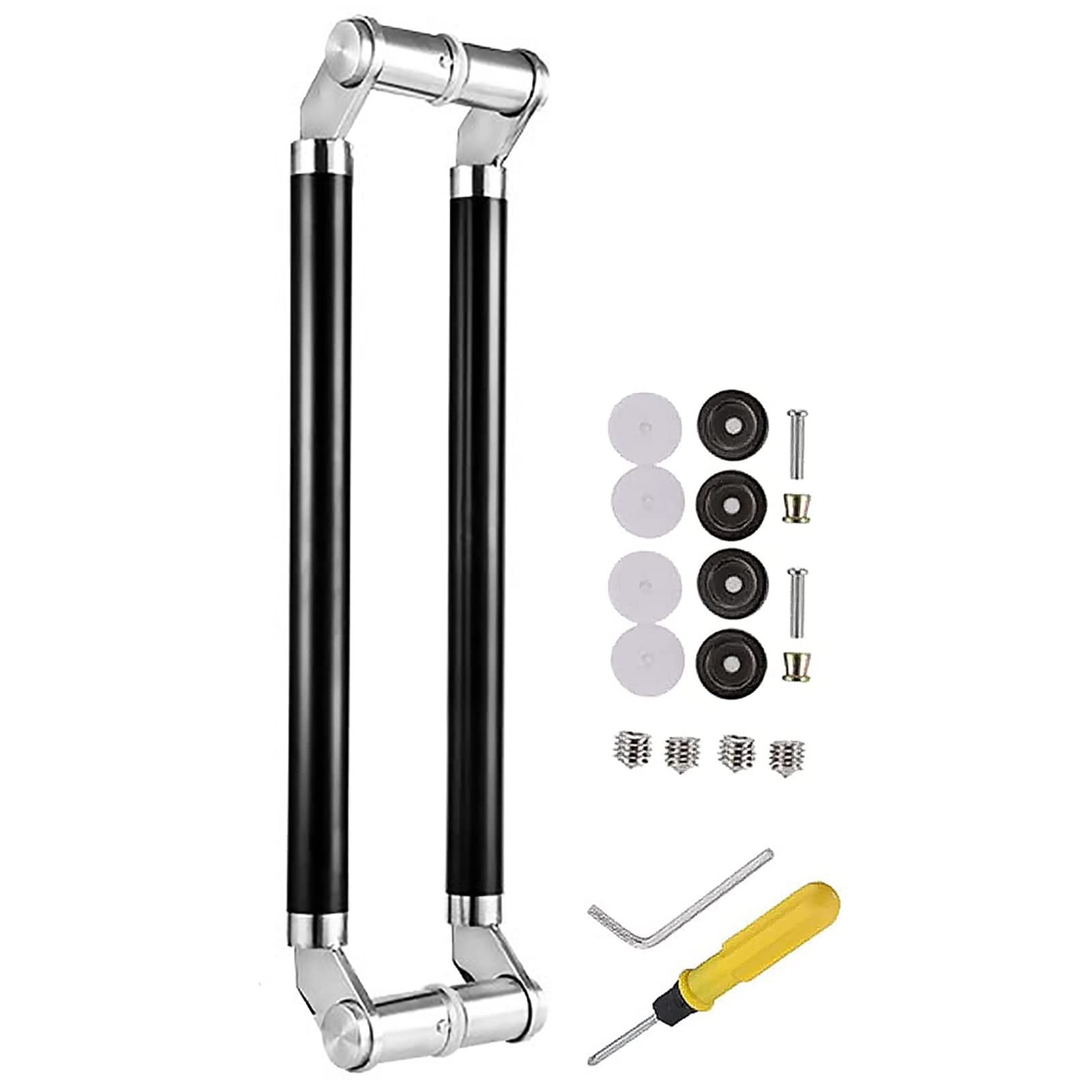 CWCQGH Sliding Barn Push Pull Bar for Kitchen/Shower Glass/Garage Gate,16/24/32/40/48inch Long Entry Door Handle, Brushed Stainless Steel, Double Side Mounted,Black1-120cm/47.2in