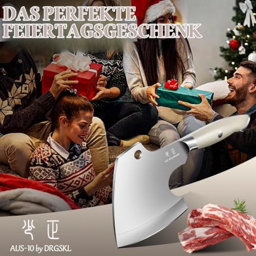 DRGSKL Hackmesser für Fleisch und Knochen, Full Tang Küchenbeil, – Ansicht 5