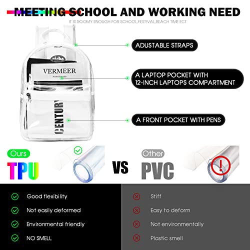 Yisibo Led Strip Lights Clear Backpack,8 Rgb Colors With 10 Flashing Mode,4 Music Mode And 4 Timer,Tpu Transparent Waterproof Heavy Duty See Through Backpack For Music Festival,Stadium Approved,School #TOP3