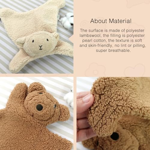 Image of Lovey for Baby,Soft Security Blanket,Snuggle Stuffed Animals Toy Girl & Boy, Bear&Lamb Lovey Comforter Toy for Babies 0-12months,Baby Gifts for Infant and Toddler (Beige-Lamb)